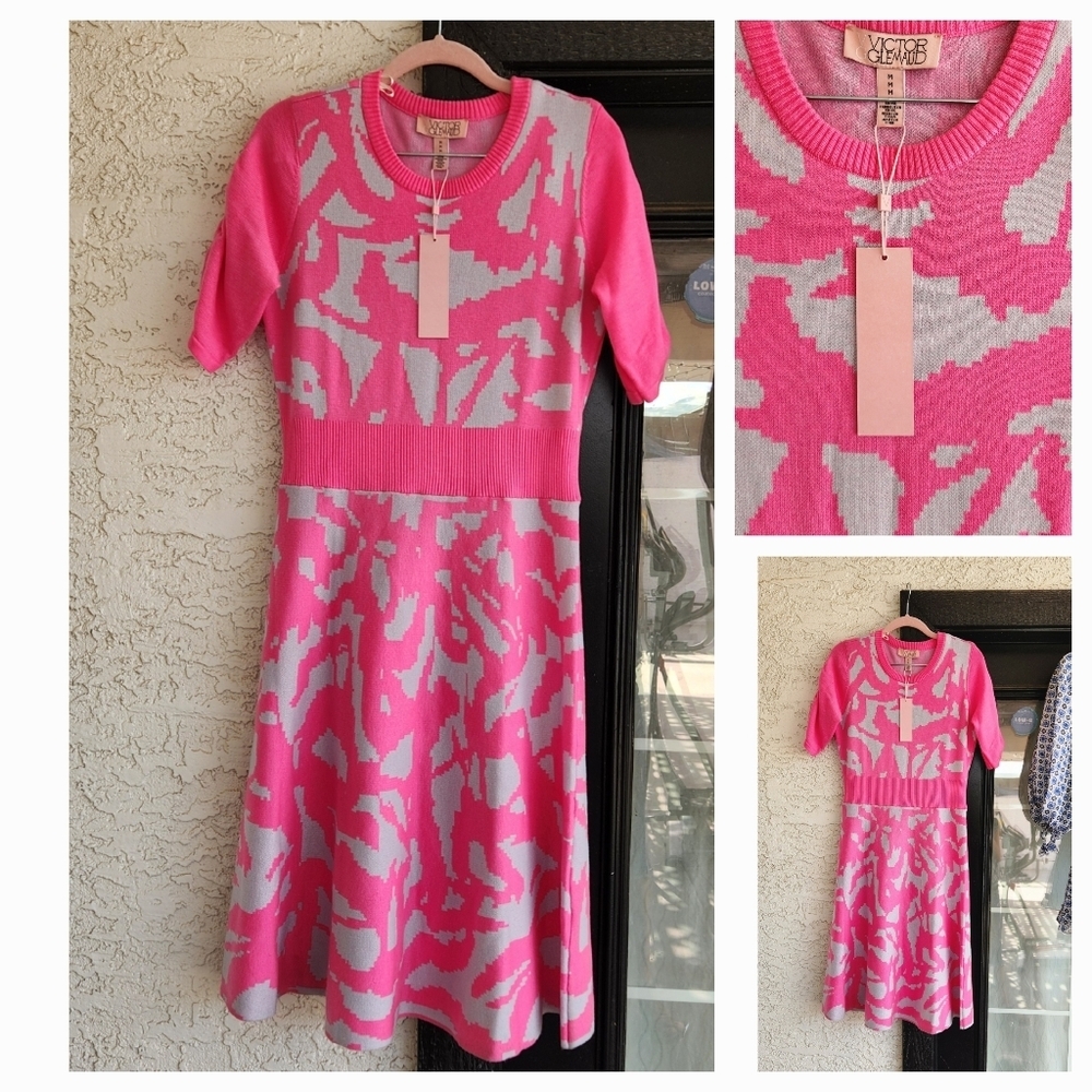 Pink and Gray Patterned Dress‎